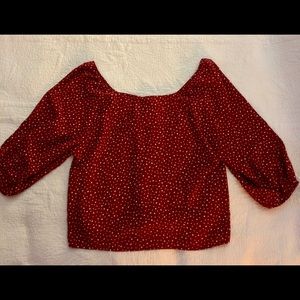 Romantic Red Top w/v neckline Medium